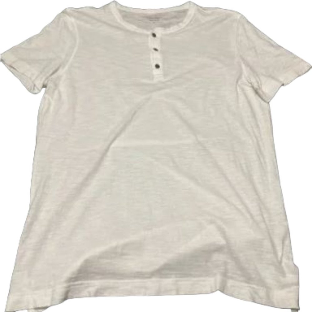 Banana Republic Vintage Henley Tee Organic Cotton, White, Large/Grande